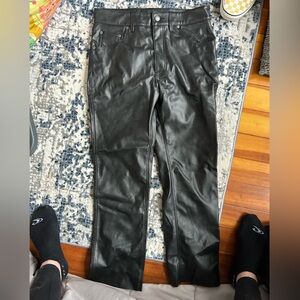 Zara Black Leather-Style Trousers